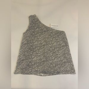 NWT Highland Park one shoulder women’s small tank, grey and white (bin G)